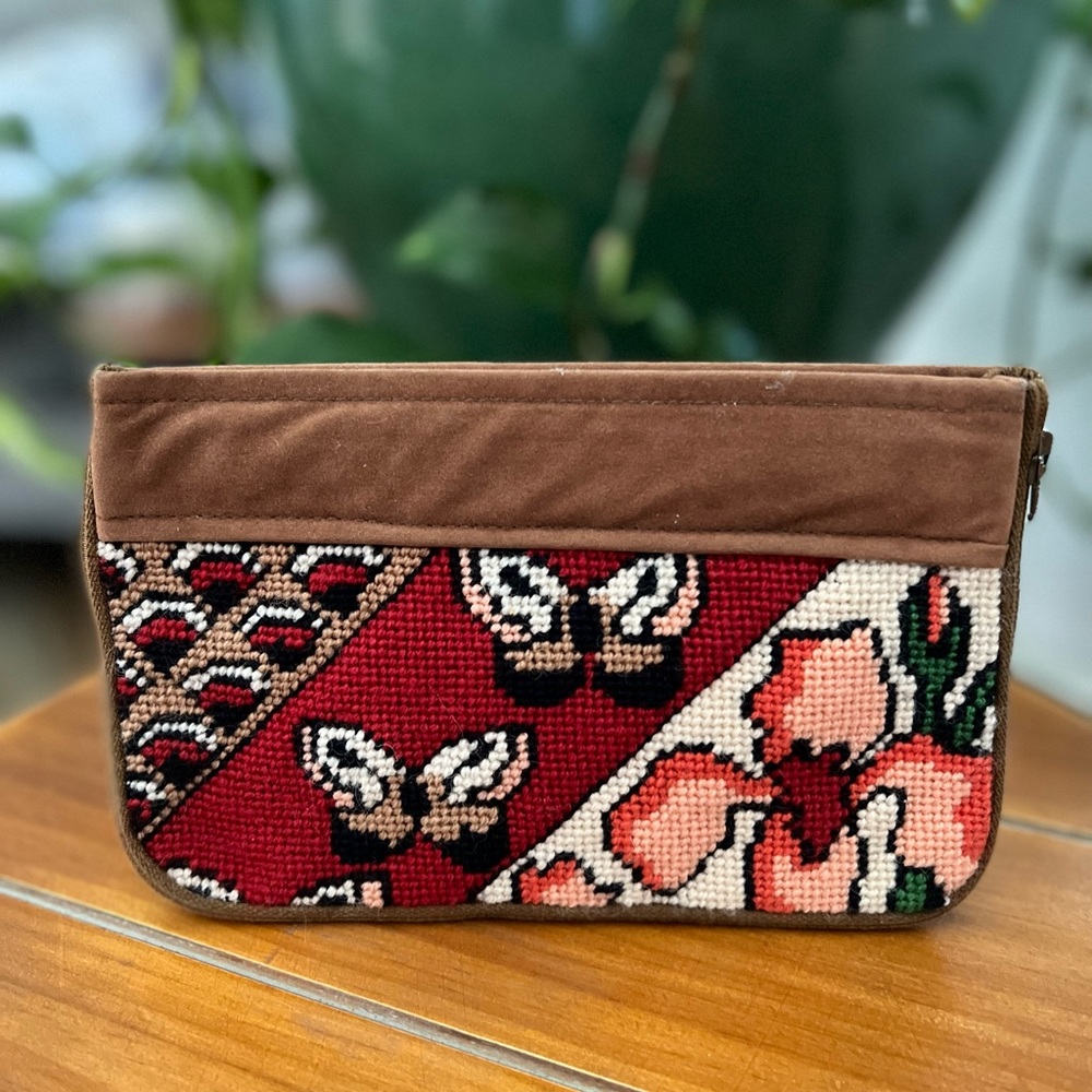 Needlepoint Butterfly Clutch Wallet